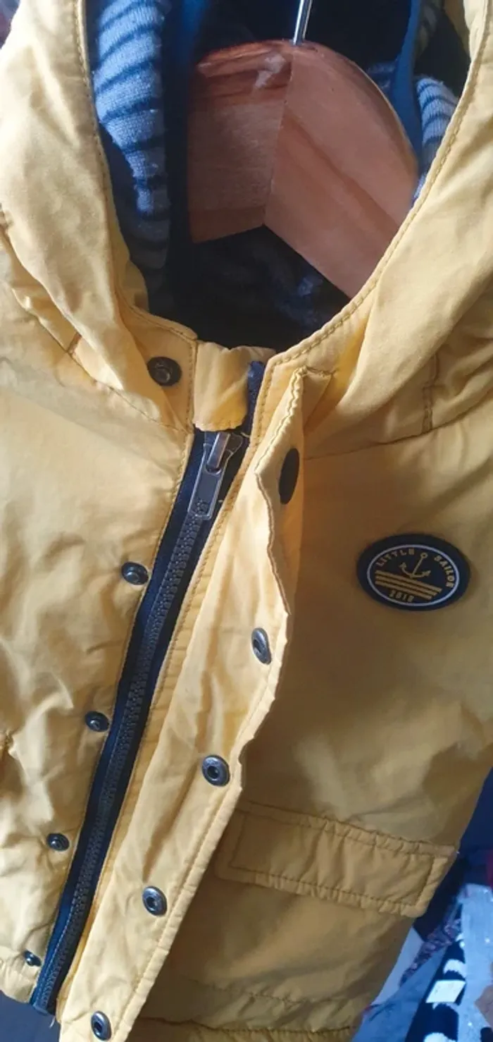 Manteau avec doublure et capuche garçon 12mois 74cm - photo numéro 4