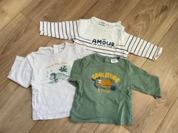 Lot 3 tee shirt tape a l’œil taille 6mois