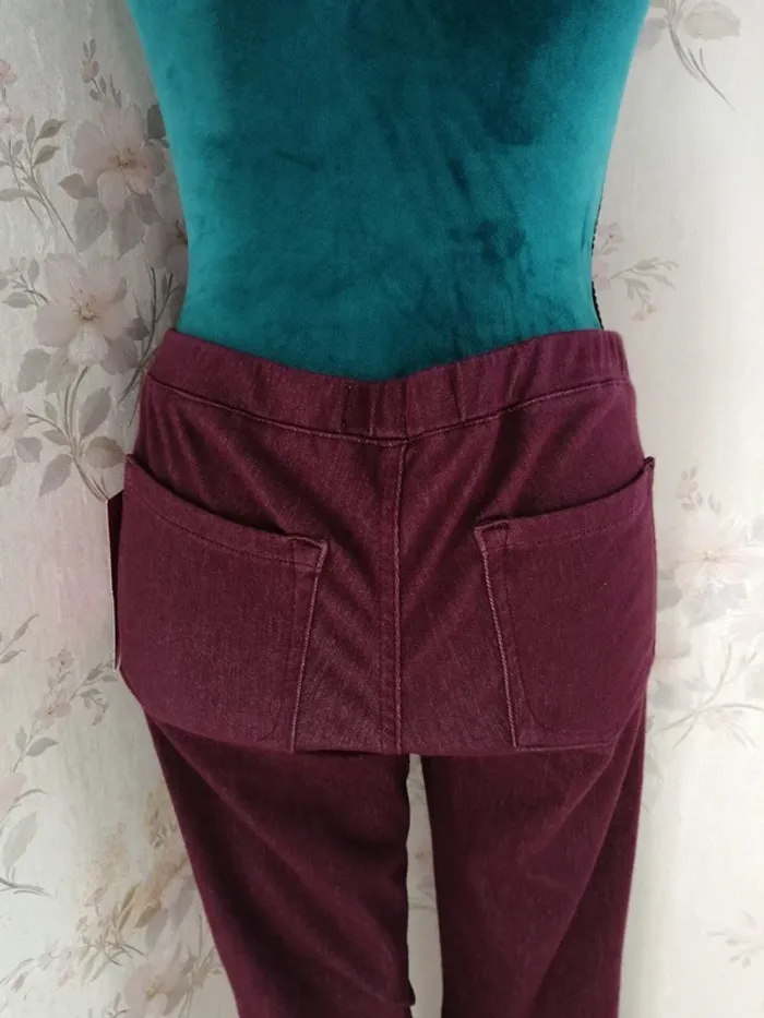 Pantalon jegging bordeaux effet jeans fausses poches à l'avant / creeks / (M) - photo numéro 6