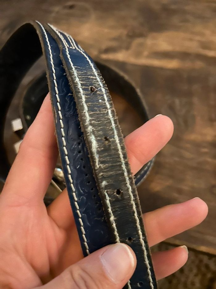 Ceinture Buffalo vintage en cuir bleu - photo numéro 2