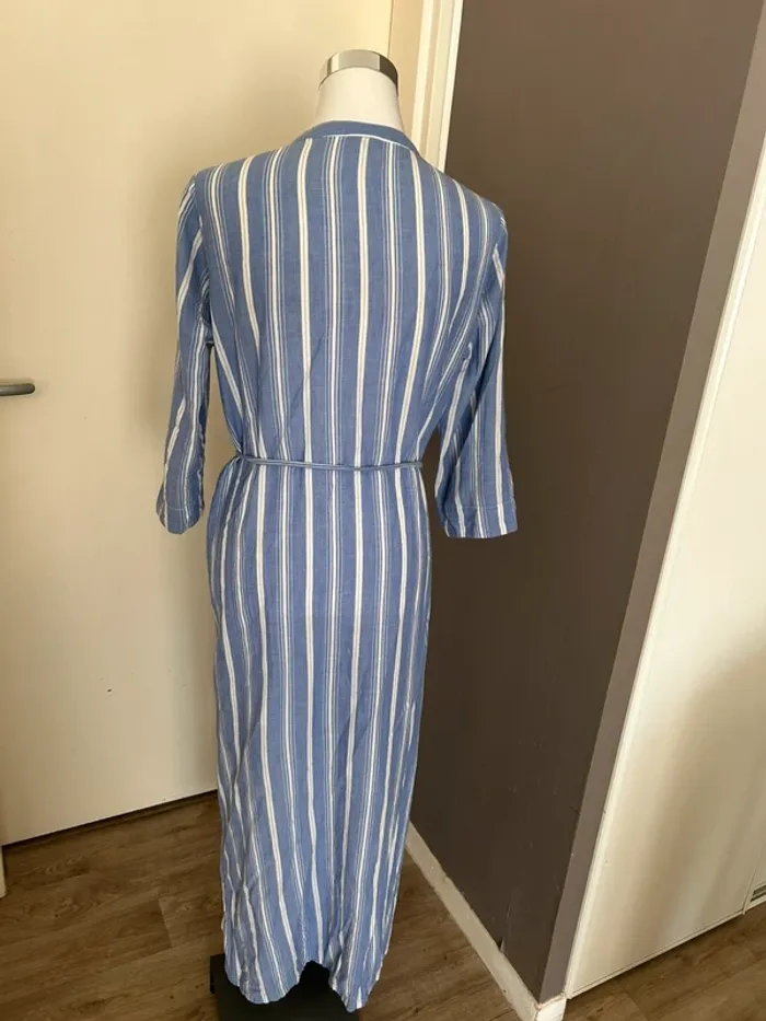 Jolie jolie, robe été longue bleue rayée blanc, femme, taille M/38 - photo numéro 4
