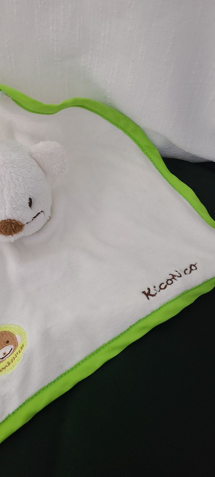 ITSLMAGICAL DOUDOU SOURIS BLANCHE PLAT LISERET VERT POUSSIN KICONICO 56 - photo numéro 3