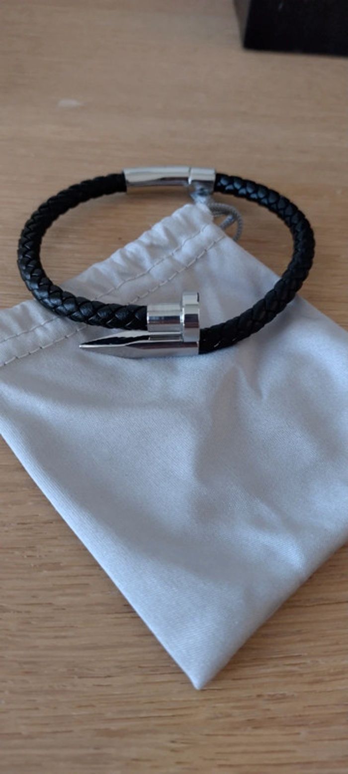 Bracelet clou tressé cuir - photo numéro 4