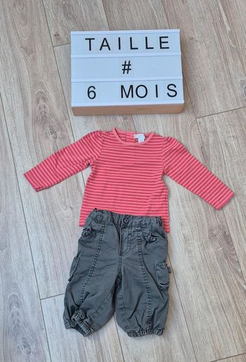 Pantalon et tee shirt manches longues taille 6 mois