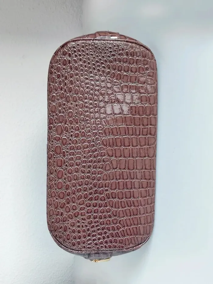 Sac à main marron cuir vernis bandoulière amovible écaille vintage / Lucia Tommasi - 33x24x17cm - photo numéro 17