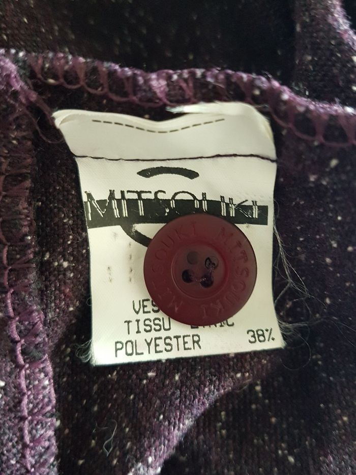 Veste femme lie de vin chiné. Mitsouki Paris, Made in France. Taille 4 (44/46). - photo numéro 5