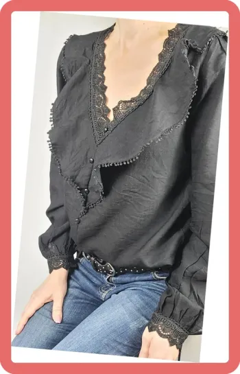 Chemise à volants, Taille 36/40, Neuve avec étiquette