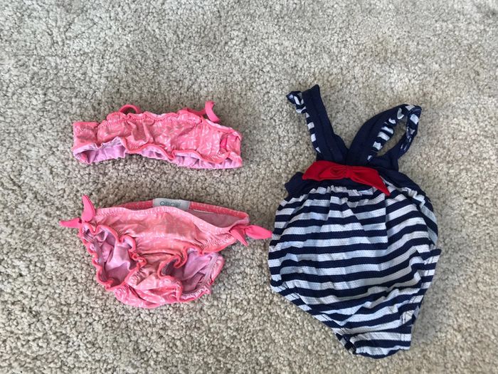 Lot de 2 maillots de bain (1 pièce et 2 pièces) fille - 6 mois - Obaibi et Sergent Major