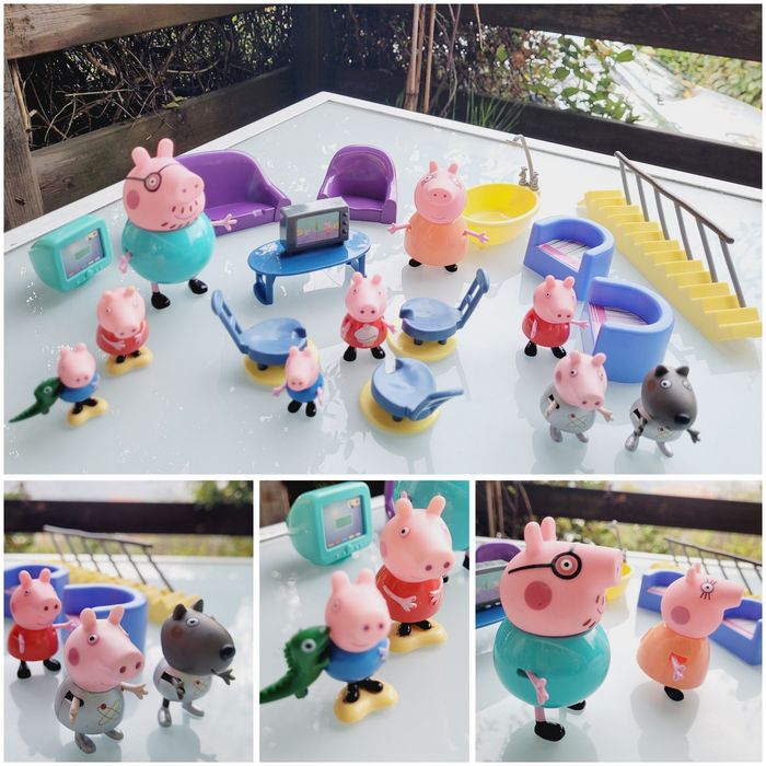 Lot Peppa Pig : divers mobilier + 9 personnages