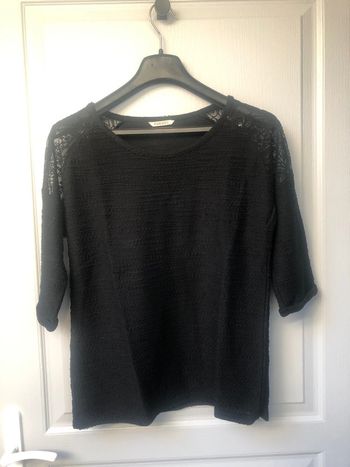 Pull noir détail épaule camaïeu