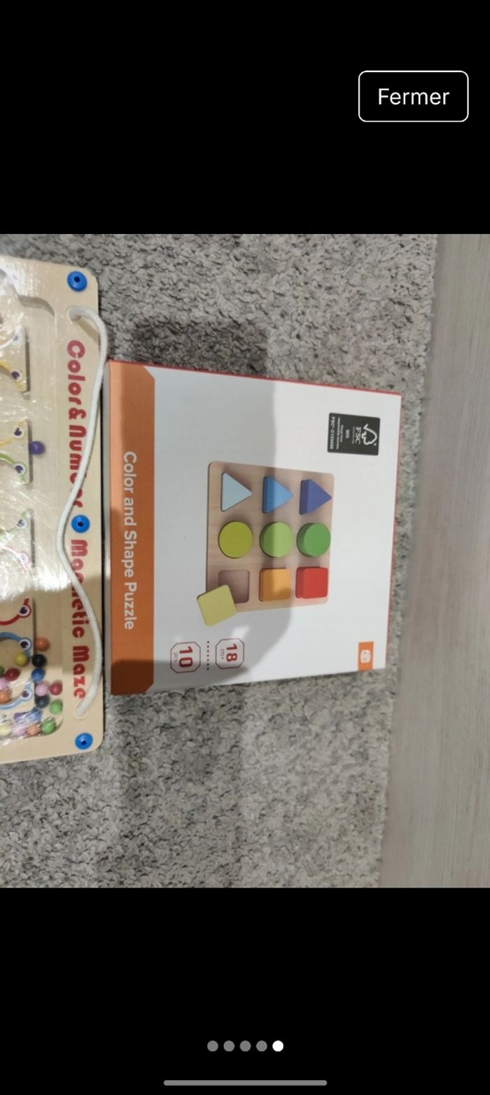 Lot jeux enfants Montessori à empiler puzzle nombre couleurs - photo numéro 5