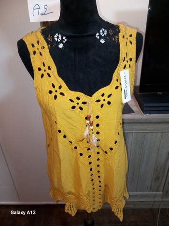 Débardeur Bohème Chic - Italy Moda - Jaune Moutarde (Neuf)