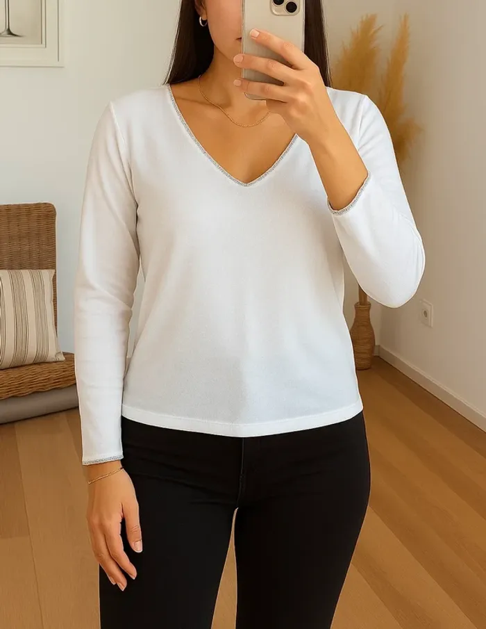 Pull cardigan fin col V - photo numéro 2