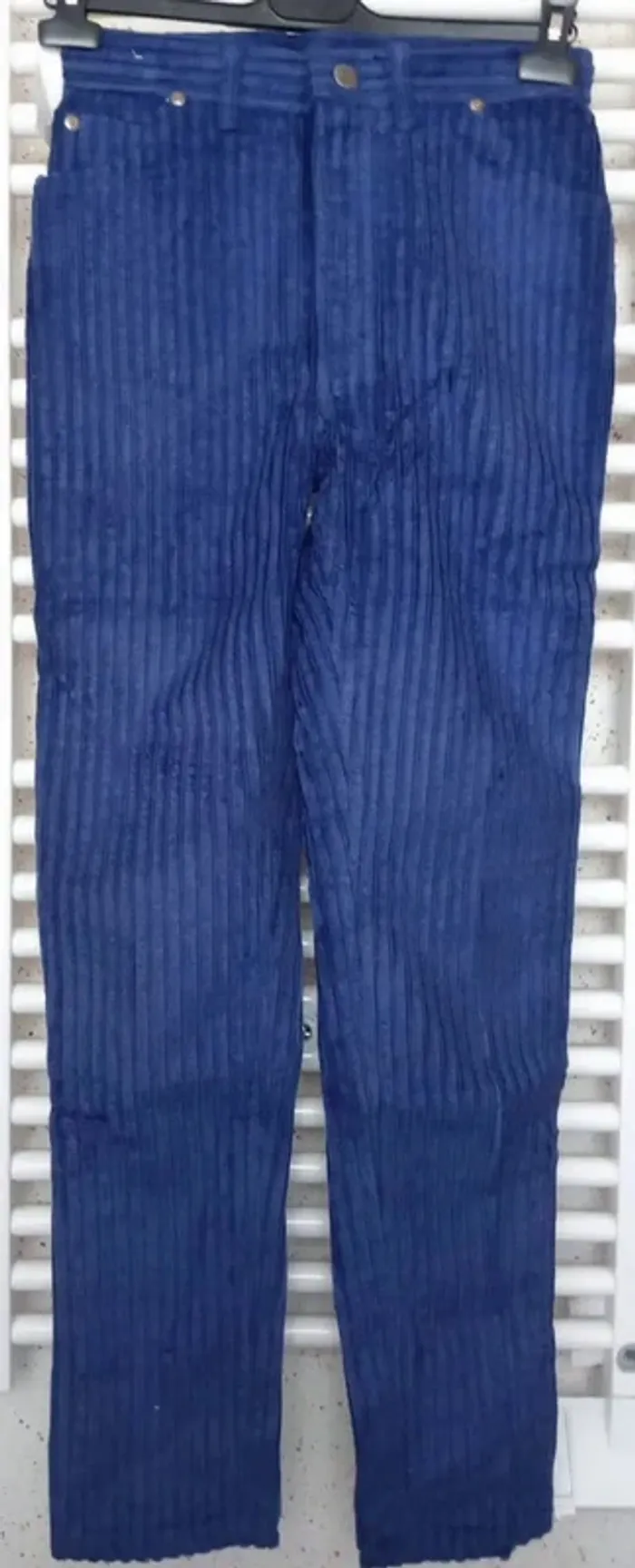 Pantalon en velours côtelé bleu Lee Taille 38 / 40 - photo numéro 2