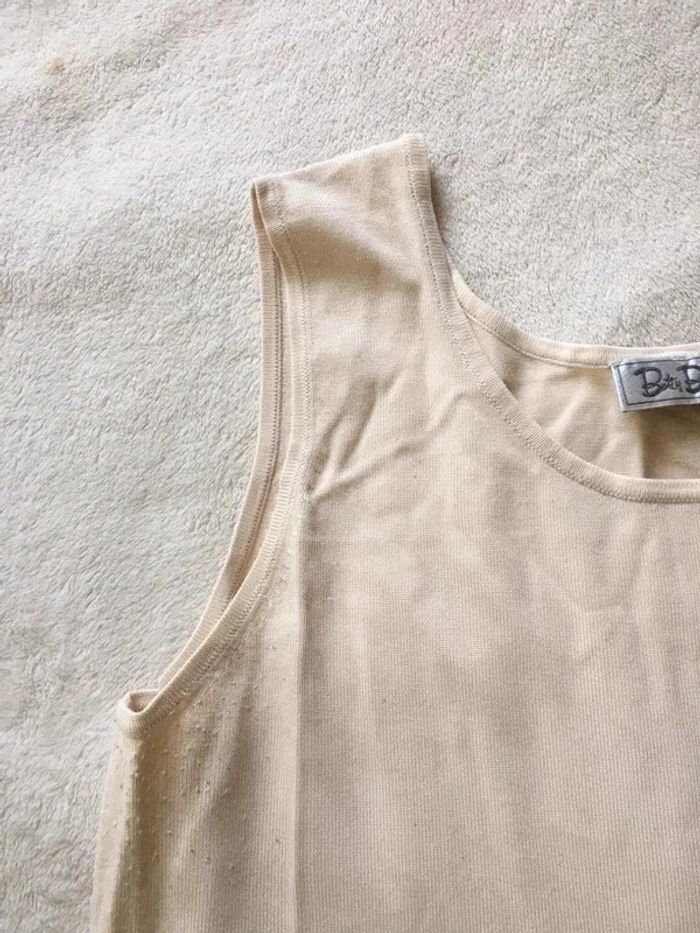 Haut débardeur beige crème à bretelles larges uni basique simple col rond - photo numéro 4