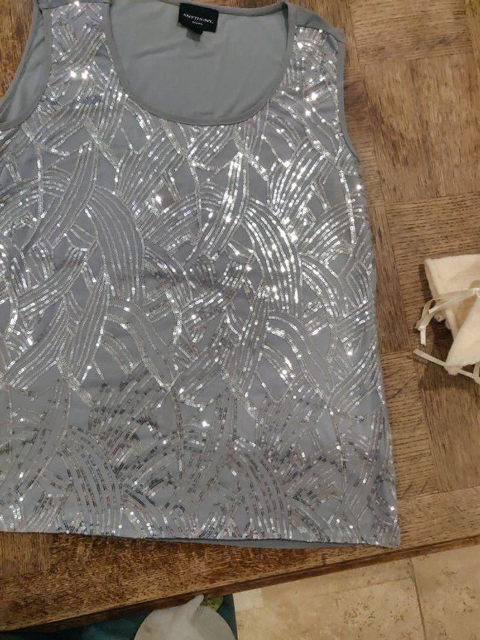 Débardeur grande taille sequins argentés taille XL - photo numéro 3