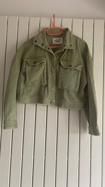 Blouson en jean vert kaki clair