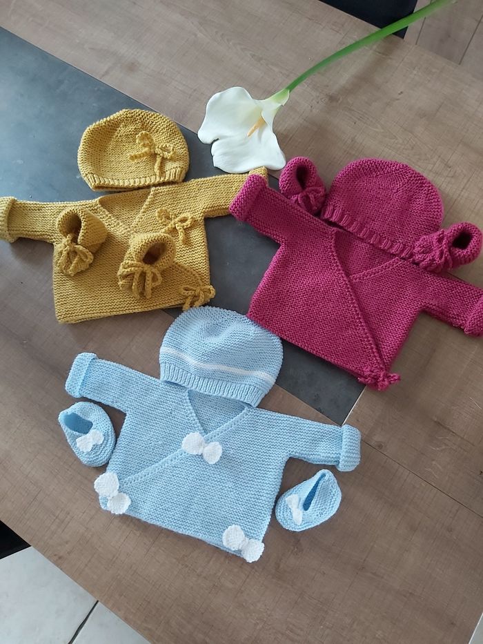 Layette bébé tricotée main - photo numéro 6