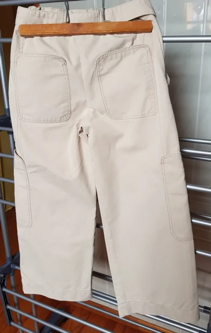 Pantalon en toile crème Zara - photo numéro 2
