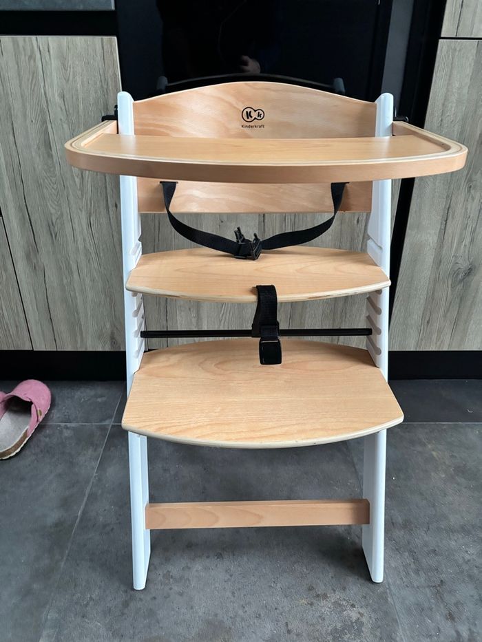 KINDERKRAFT — Chaise haute évolutive Enock White Wood