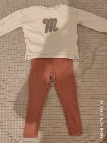 Ensemble fille 4-5 ans Mango + Tex – sweat + legging polaire – très bon état