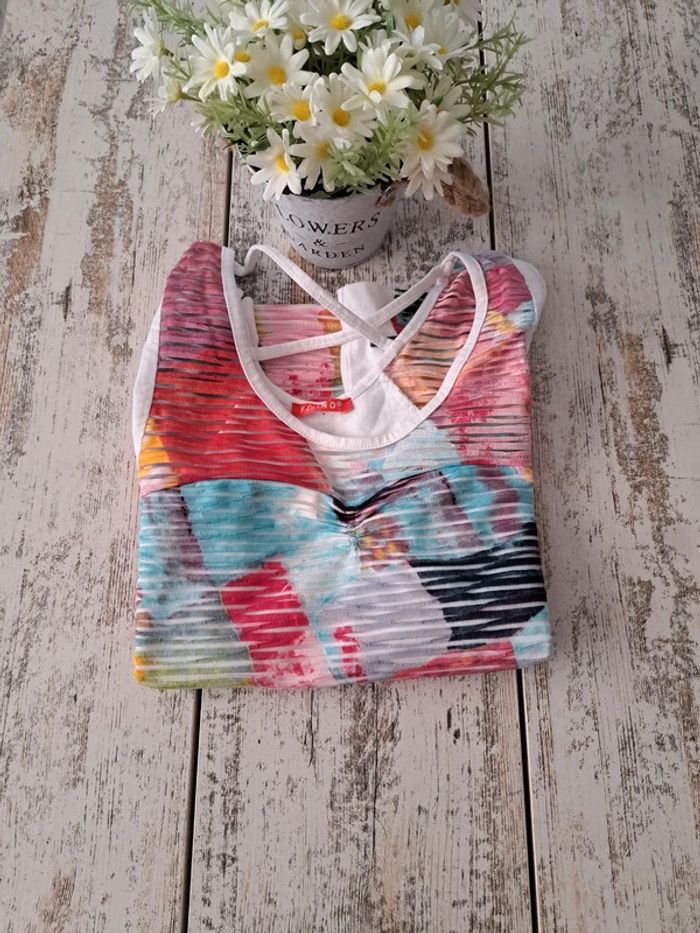 Débardeur multicolore Félino