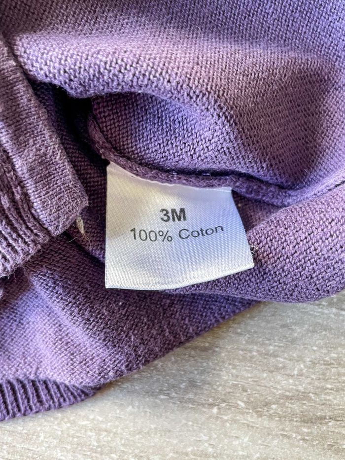 Gilet violet Boîte à malices bébé fille taille 3 mois - photo numéro 6