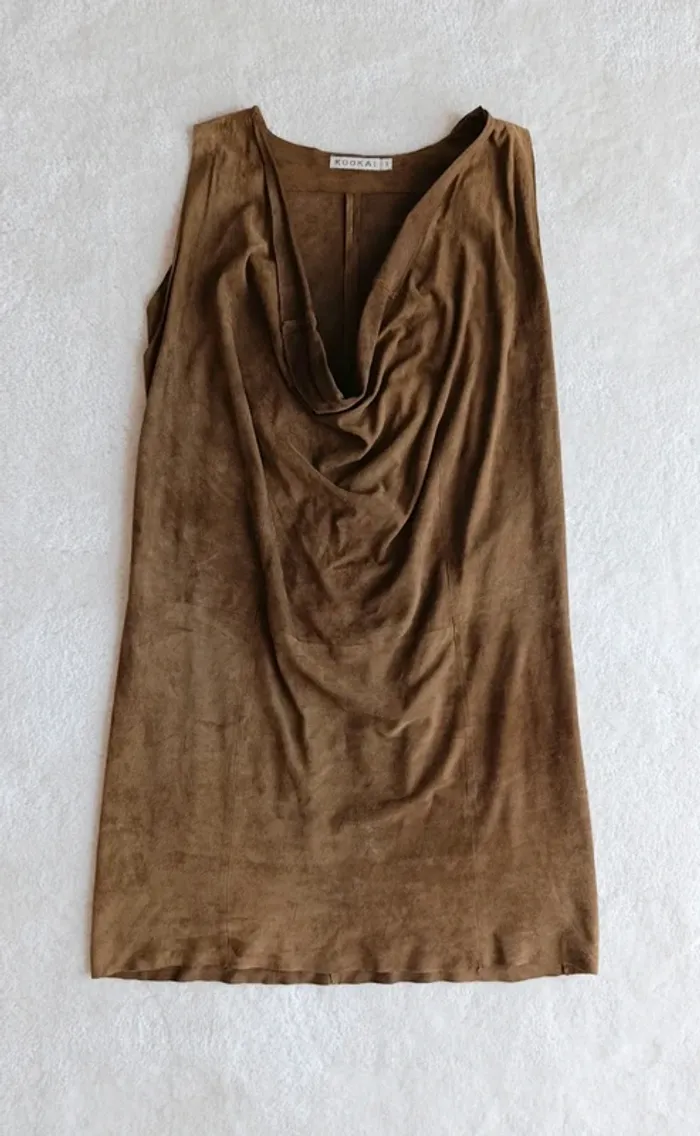 Robe en daim 100% velours de chèvre Kookaï T1 marron - photo numéro 4
