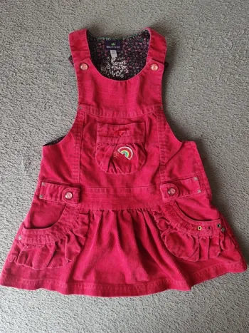 Robe salopette Sergent Major velours côtelé fuchsia 3 ans
