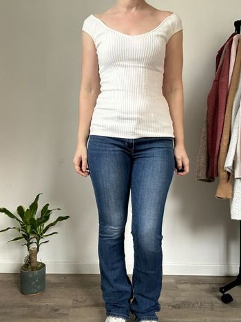 Tee-shirt côtelé blanc tendance H&M, taille 38, Très bon état