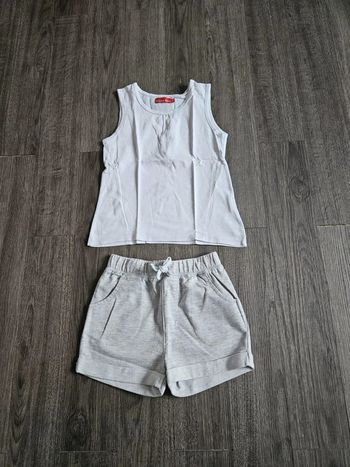 Ensemble short fille blanc et gris Taille 5 ans