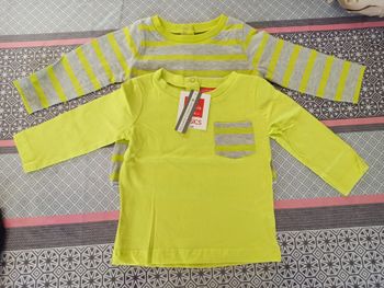 Lot 2 t-shirt manches longues 12 mois