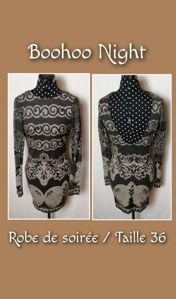 Robe dentelle ajourée décolté dos noir beige Taille S ou 36 Boohoo Night