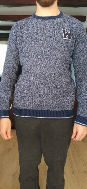 Pull moucheté bleu blanc jules
