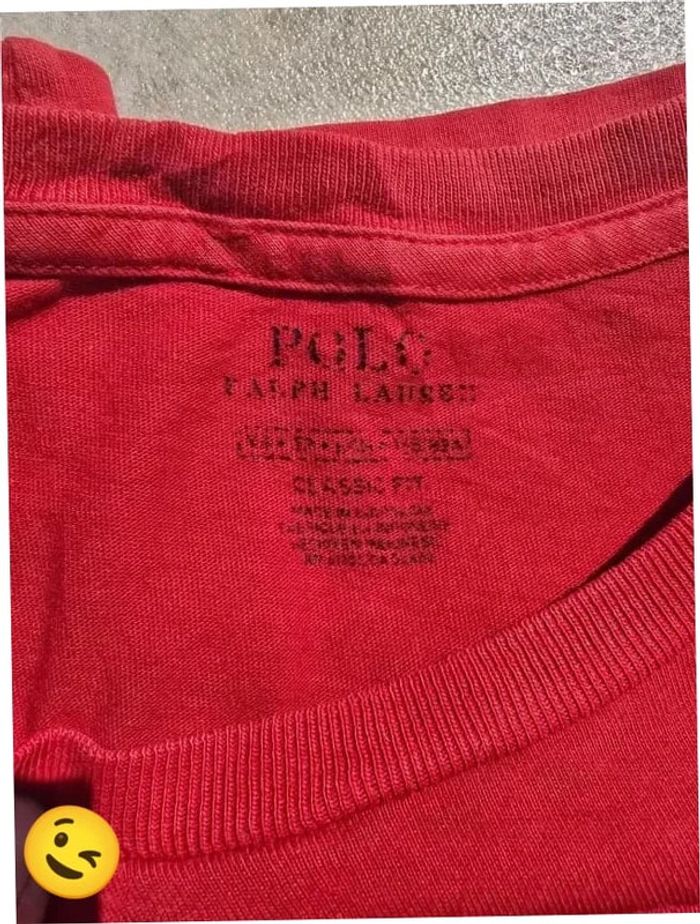 T-shirt Ralph Lauren XS coupe col rond Rouge Homme Men tee39 - photo numéro 2