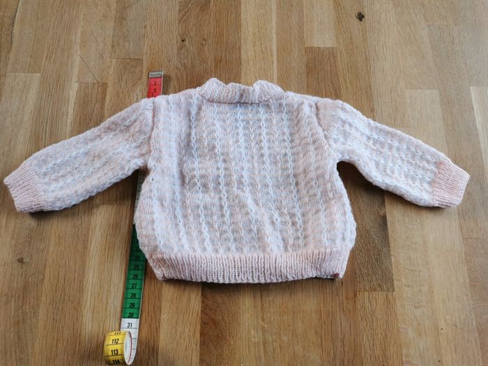 Gilet tricoté rose /blanc - photo numéro 4