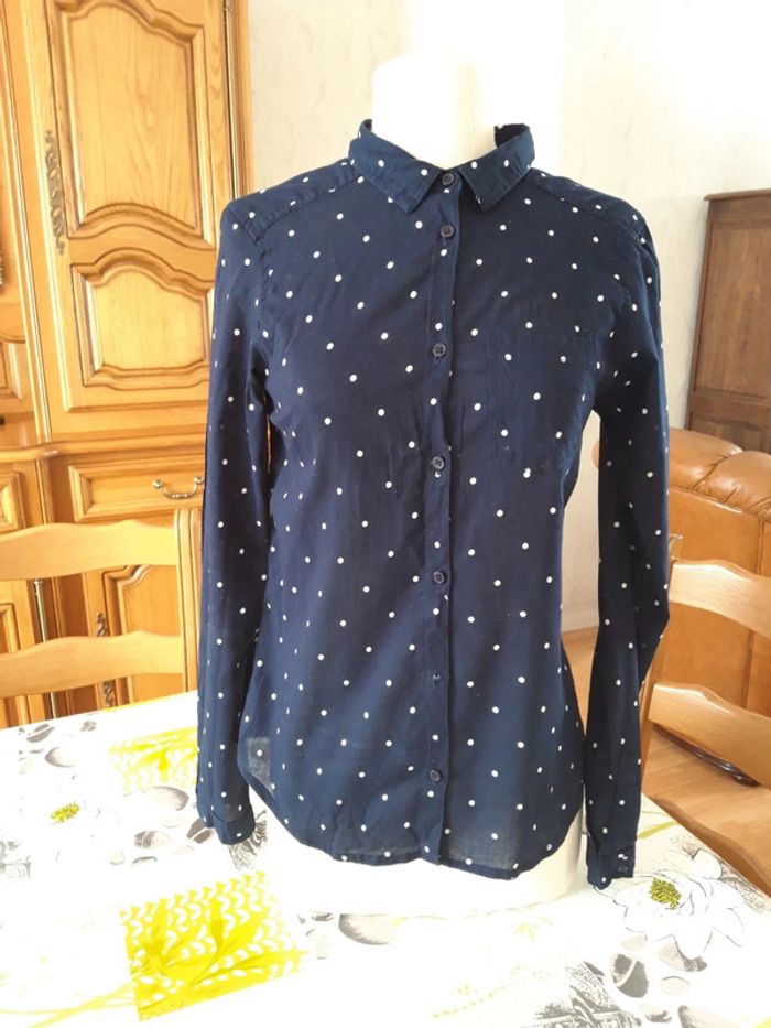 Chemise/chemisier à pois blanc