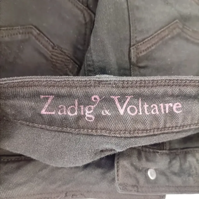 Mini jupe noire en denim effet usé Zadig & Voltaire taille 34, détails destroy tendance A1473 - photo numéro 8