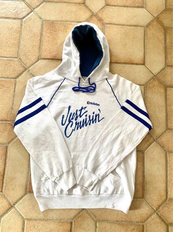 Sweat à capuche hoodie blanc unisexe vintage made in Usa 90s Bassett-walker