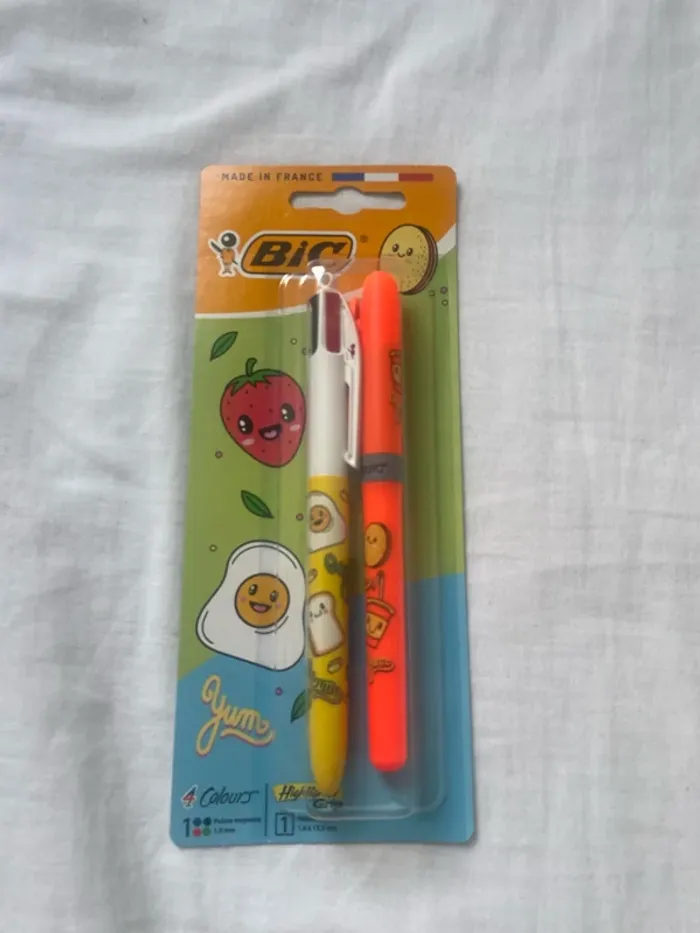 Stylo 4 couleurs + surligneur Kawaii (pastel & classique) - photo numéro 5