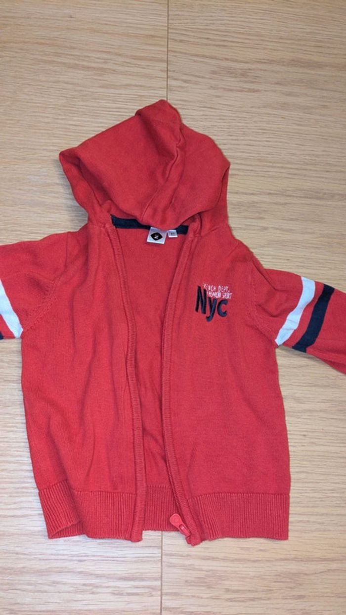 Gilet rouge zip 2 ans marque Z