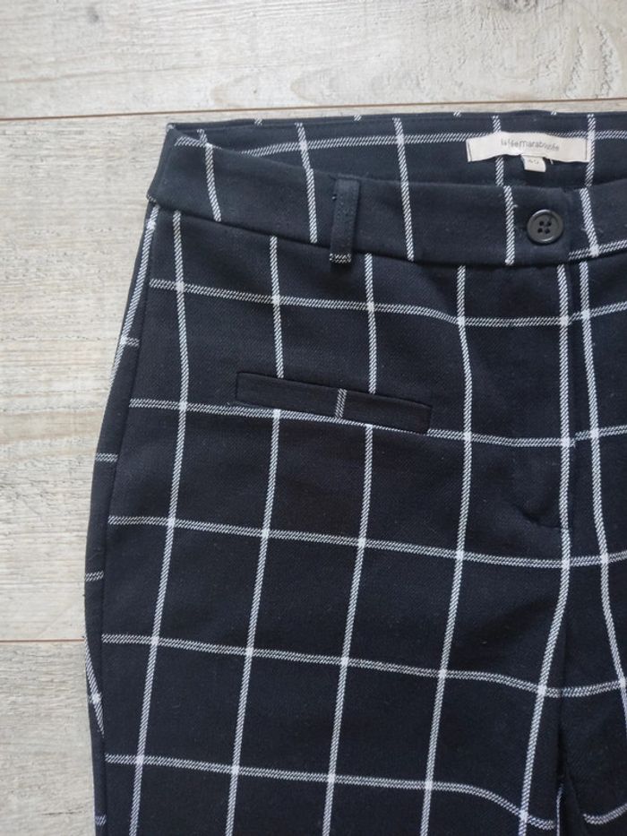 Pantalon noir à carreaux blancs taille 40 La Fée Maraboutée - photo numéro 3