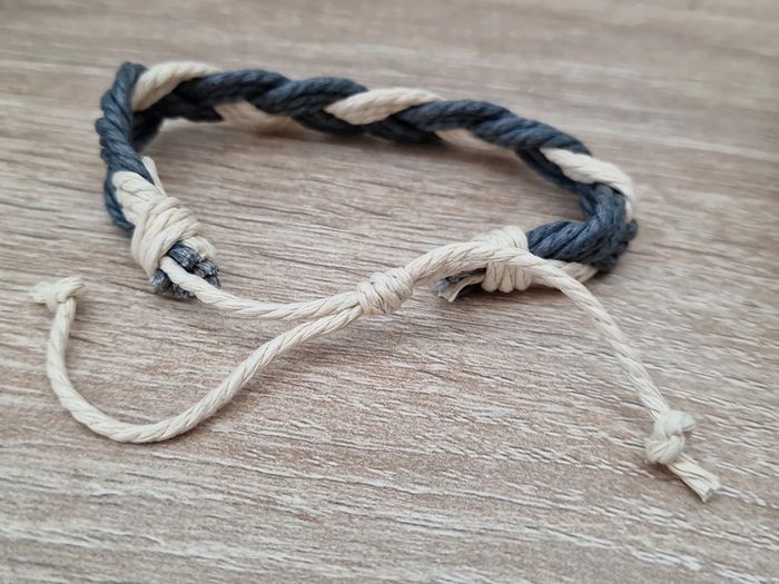 Bracelet Tressé Gris Beige - photo numéro 8