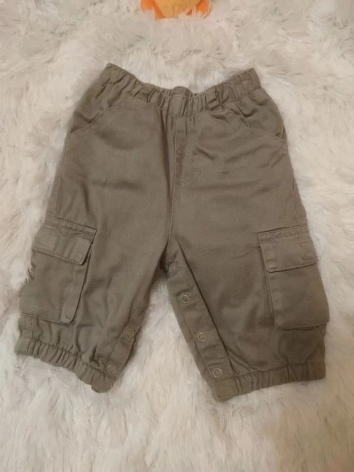 Pantalon Cargo doublé T. 3 mois 💮 100% Coton - photo numéro 3
