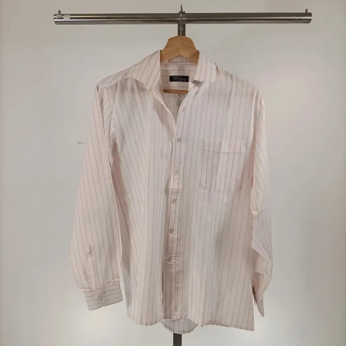 Chemise à rayures Yves Dorsey - blanc et rose clair - Taille XL estimée - A028