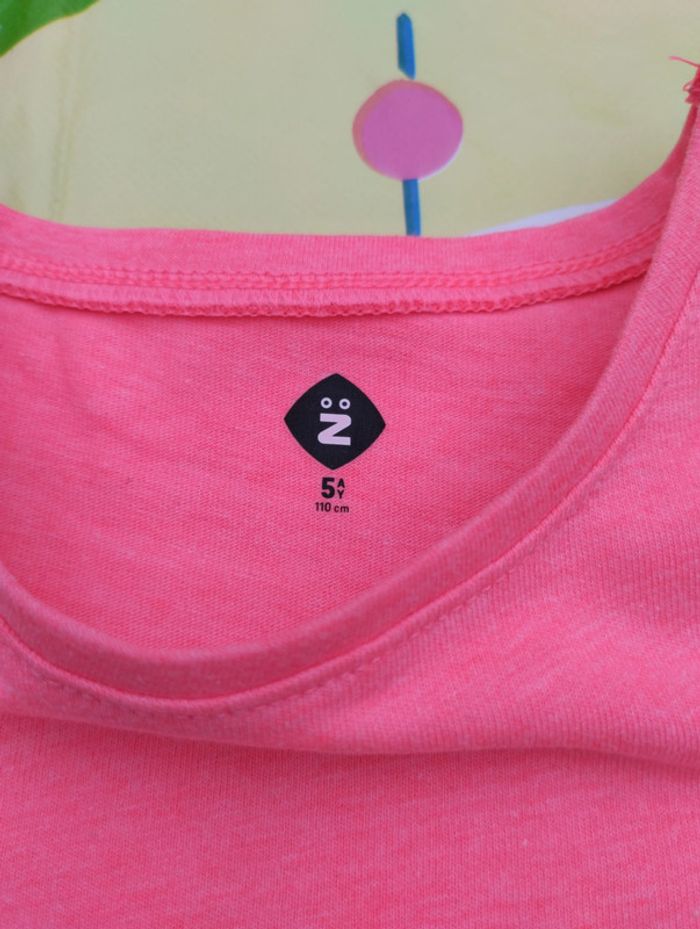 Tee-shirt manches courtes 5 ans fille Z rose fluo - photo numéro 3