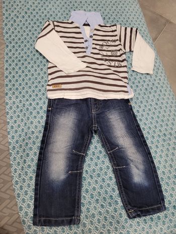 Ensemble T-shirt manches longues + jean 18mois