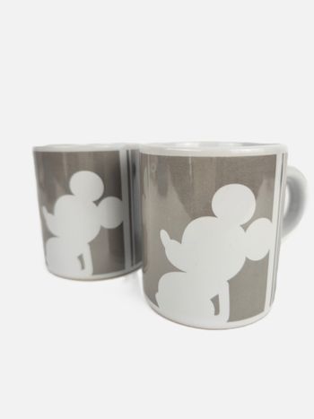 Duo de mugs / tasses Disney Mickey Mouse silhouette Gris et blanc