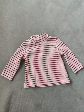 Sous pull rayé rose 6 mois