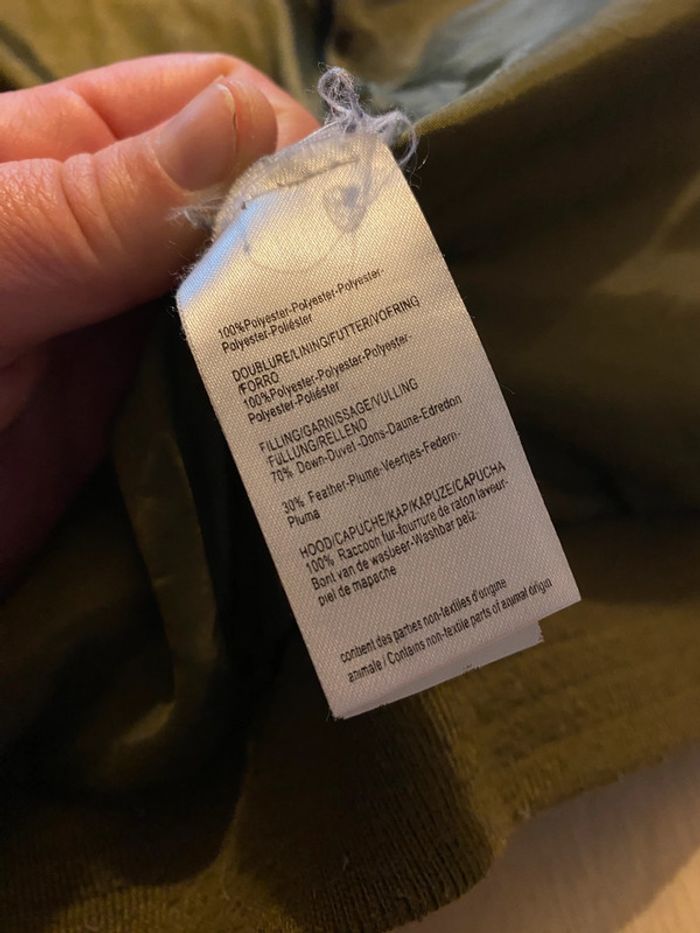 Manteau blouson fille 8 ans cyrillus kaki capuche fourrure raton laveur - photo numéro 12